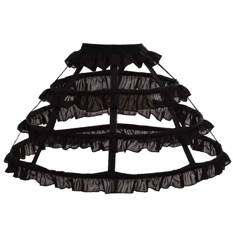 GRACEART Victorian Dress Pannier Hoop Skirt Bustle Cage Skirt (Black-3 hoops) - Image 1